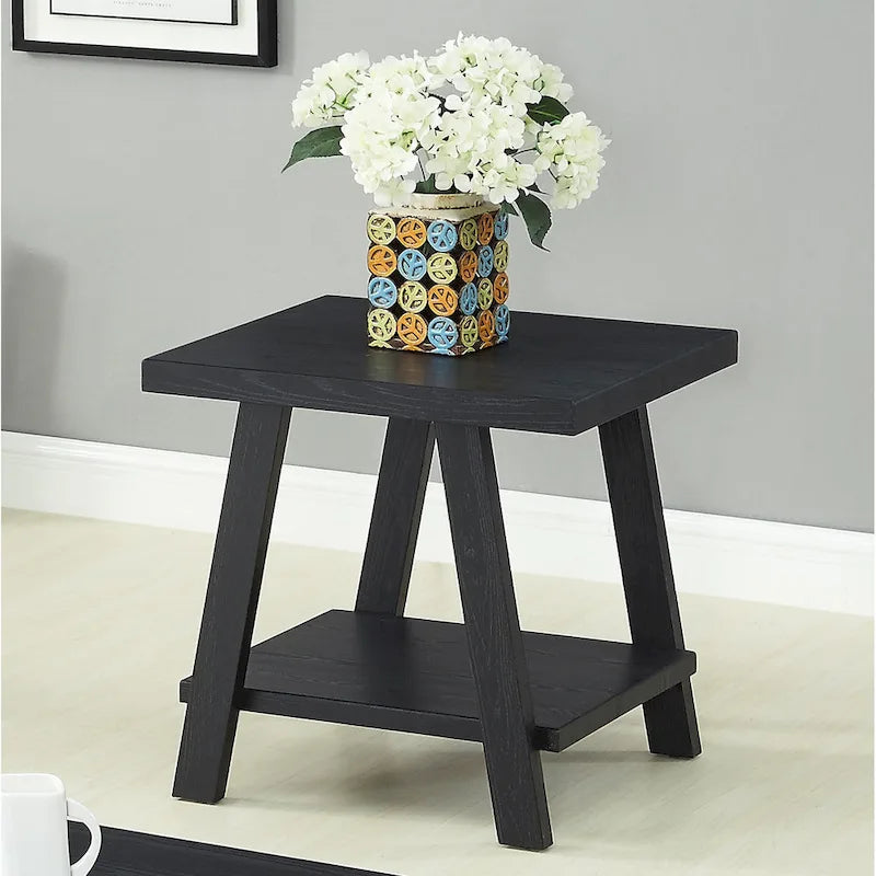 Table d'appoint contemporaine avec étagère en bois répliqué