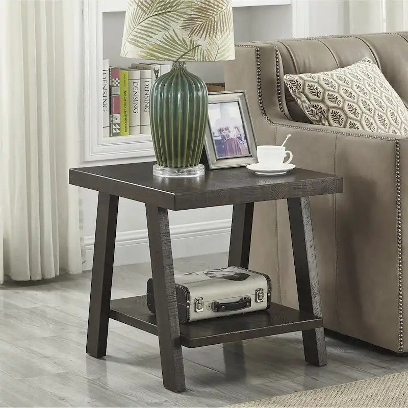 Table d'appoint contemporaine avec étagère en bois répliqué