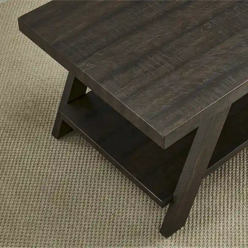 Table d'appoint contemporaine avec étagère en bois répliqué