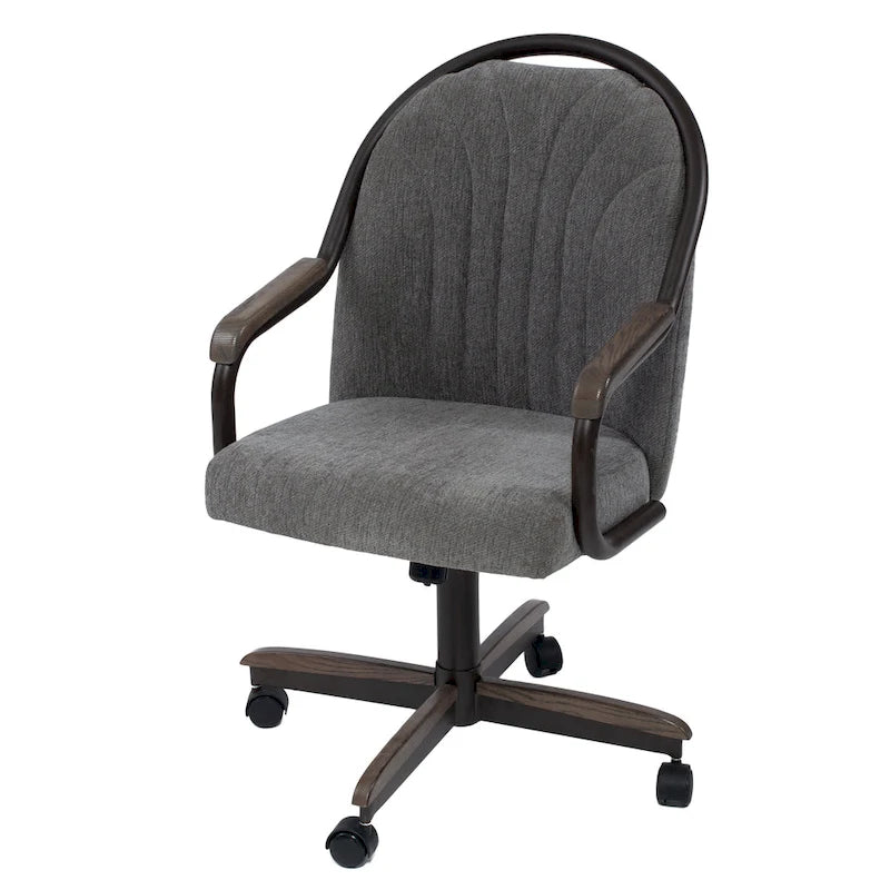 Chaise pivotante et inclinable à roulettes avec coussin pour salle à manger décontractée