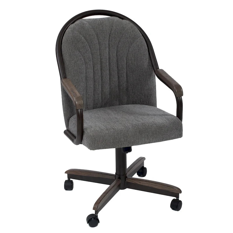Chaise pivotante et inclinable à roulettes avec coussin pour salle à manger décontractée