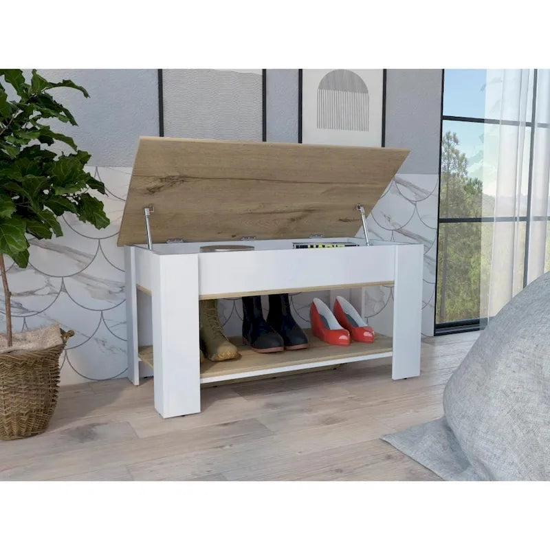 Table de rangement de 40 pouces de large avec 1 tablette extensible, 4 pieds et tablette inférieure