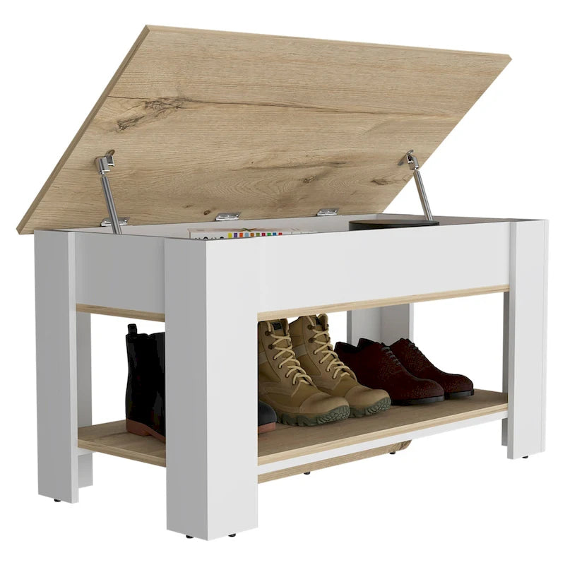 Table de rangement de 40 pouces de large avec 1 tablette extensible, 4 pieds et tablette inférieure