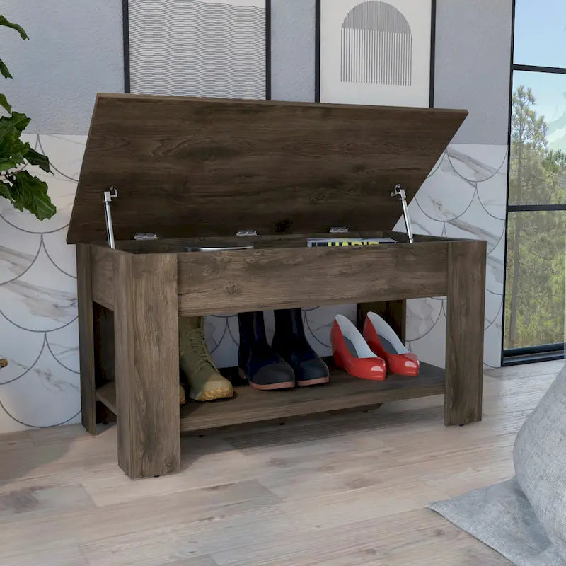 Table de rangement de 40 pouces de large avec 1 tablette extensible, 4 pieds et tablette inférieure