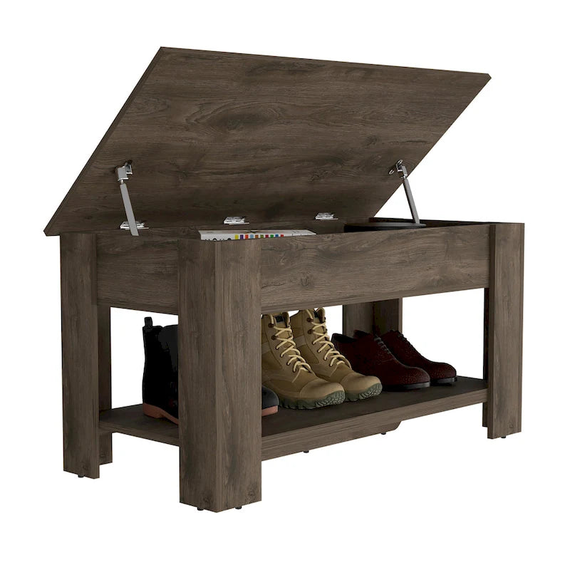 Table de rangement de 40 pouces de large avec 1 tablette extensible, 4 pieds et tablette inférieure