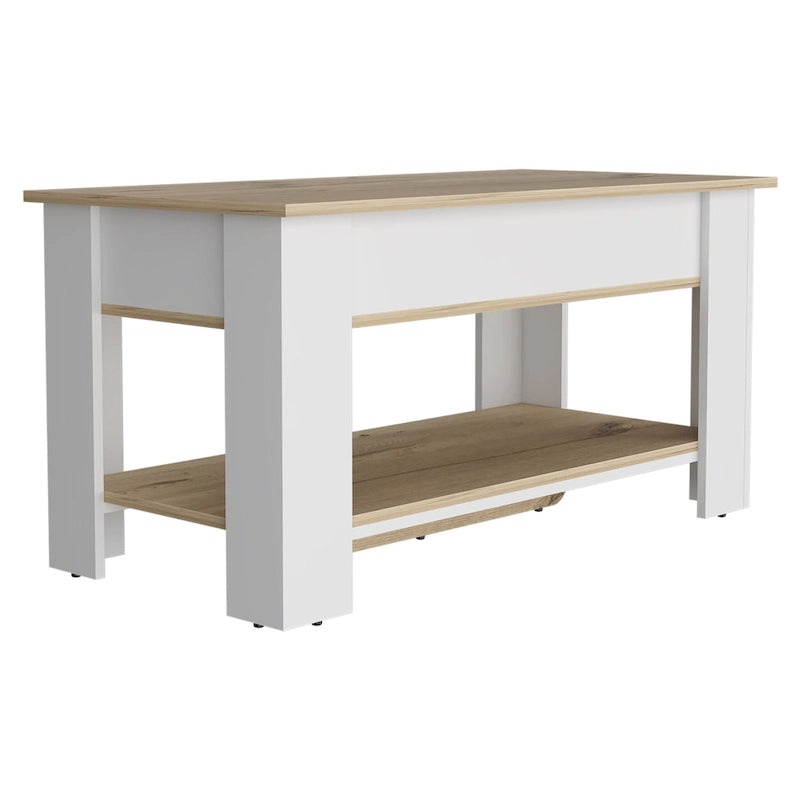 Table de rangement de 40 pouces de large avec 1 tablette extensible, 4 pieds et tablette inférieure