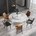 Table à manger ronde en marbre blanc de 59 po avec plateau tournant