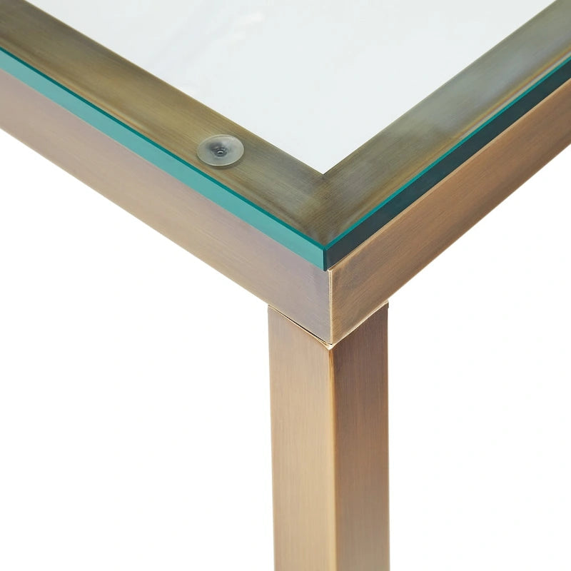 Bureau à plateau en verre avec cadre en métal doré