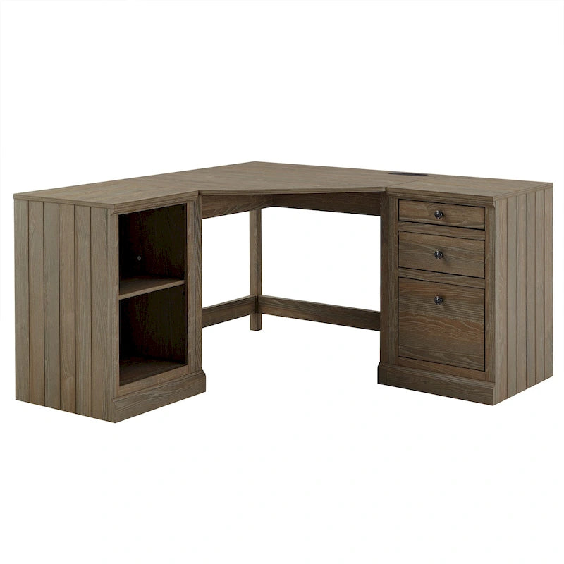 Bureau d'angle de 101,6 cm avec chargeurs USB et classeur à 3 tiroirs