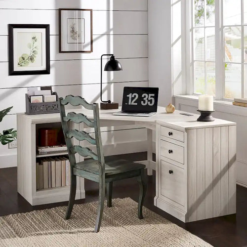 Hinesburg 40 in. Corner Desk with USB Chargers and 3-drawer File Cabinet by  Classic