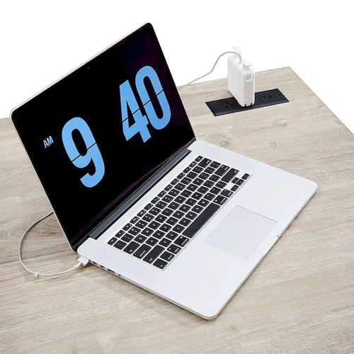 Bureau d'angle de 101,6 cm avec chargeurs USB et classeur à 3 tiroirs