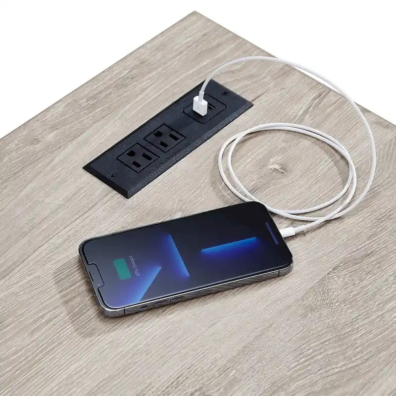 Bureau d'angle de 101,6 cm avec chargeurs USB et classeur à 3 tiroirs
