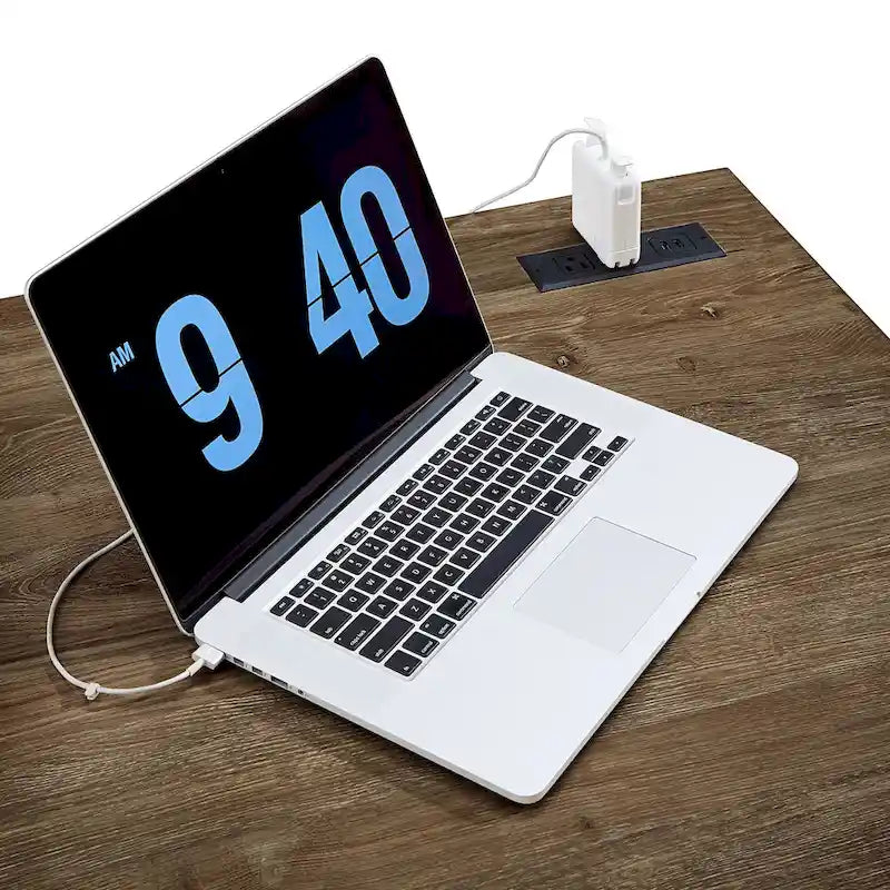 Bureau d'angle de 101,6 cm avec chargeurs USB et classeur à 3 tiroirs