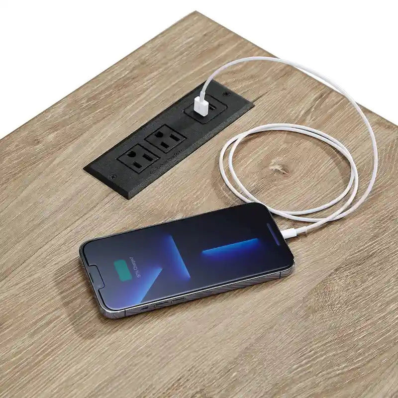 Bureau d'angle de 101,6 cm avec chargeurs USB et classeur à 3 tiroirs