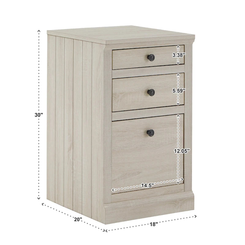 Bureau d'angle de 101,6 cm avec chargeurs USB et classeur à 3 tiroirs