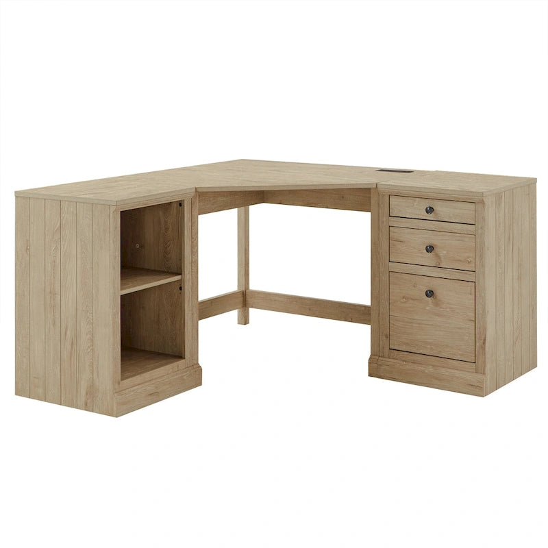 Bureau d'angle de 101,6 cm avec chargeurs USB et classeur à 3 tiroirs