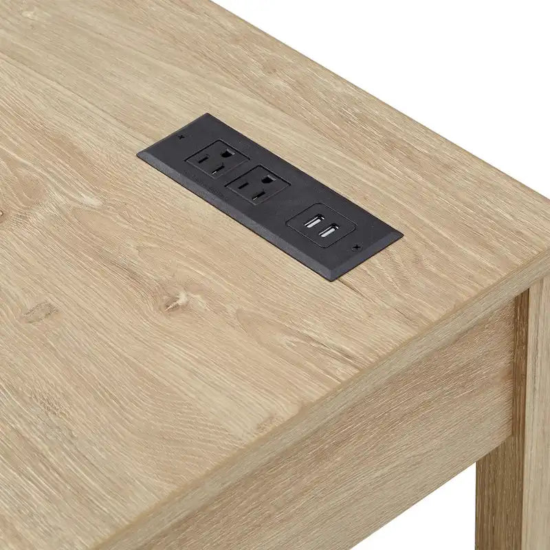 Bureau d'angle de 101,6 cm avec chargeurs USB et classeur à 3 tiroirs
