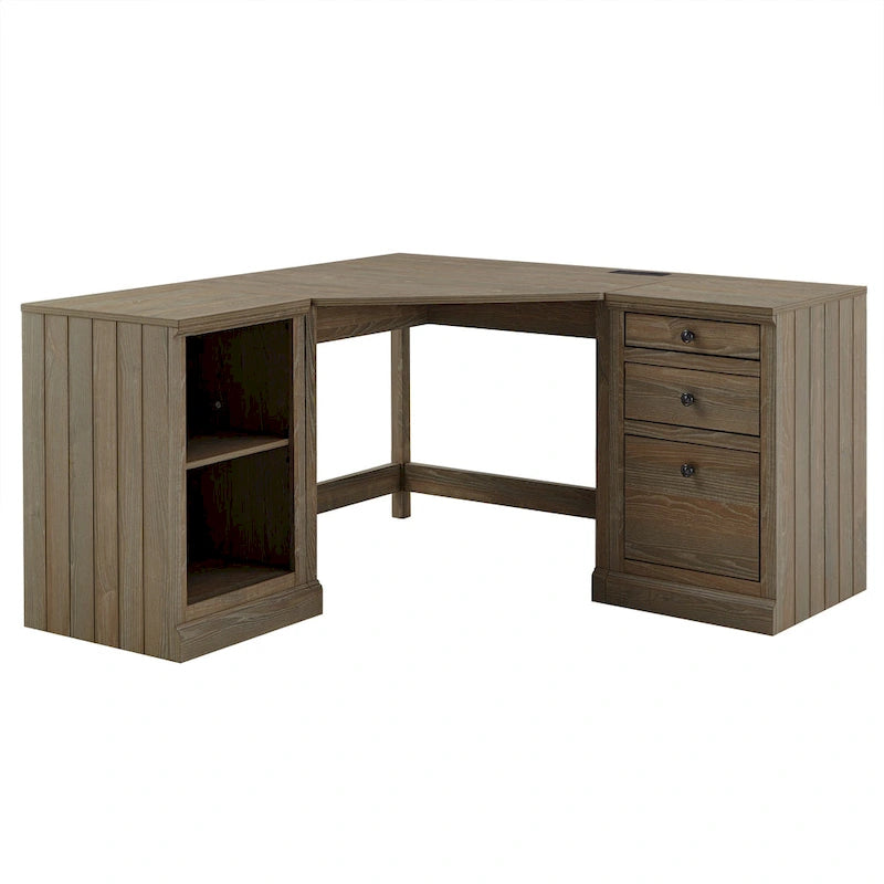 Bureau d'angle de 101,6 cm avec chargeurs USB et classeur à 3 tiroirs