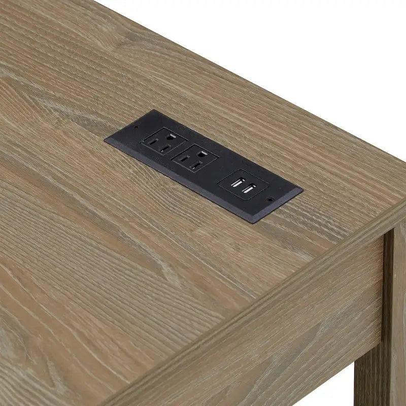 Bureau d'angle de 101,6 cm avec chargeurs USB et classeur à 3 tiroirs