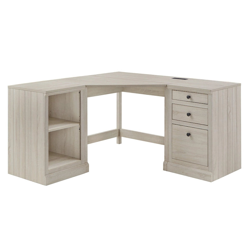Bureau d'angle de 101,6 cm avec chargeurs USB et classeur à 3 tiroirs