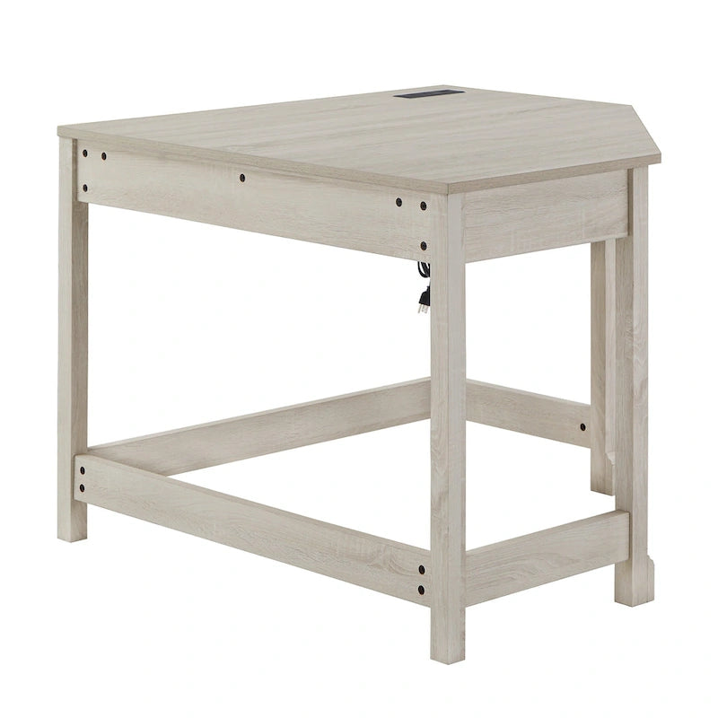 Bureau d'angle de 101,6 cm avec chargeurs USB et classeur à 3 tiroirs