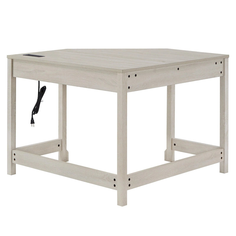 Bureau d'angle de 101,6 cm avec chargeurs USB et classeur à 3 tiroirs
