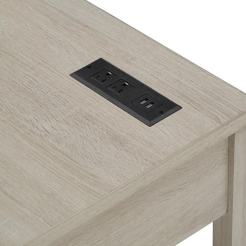 Bureau d'angle de 101,6 cm avec chargeurs USB et classeur à 3 tiroirs