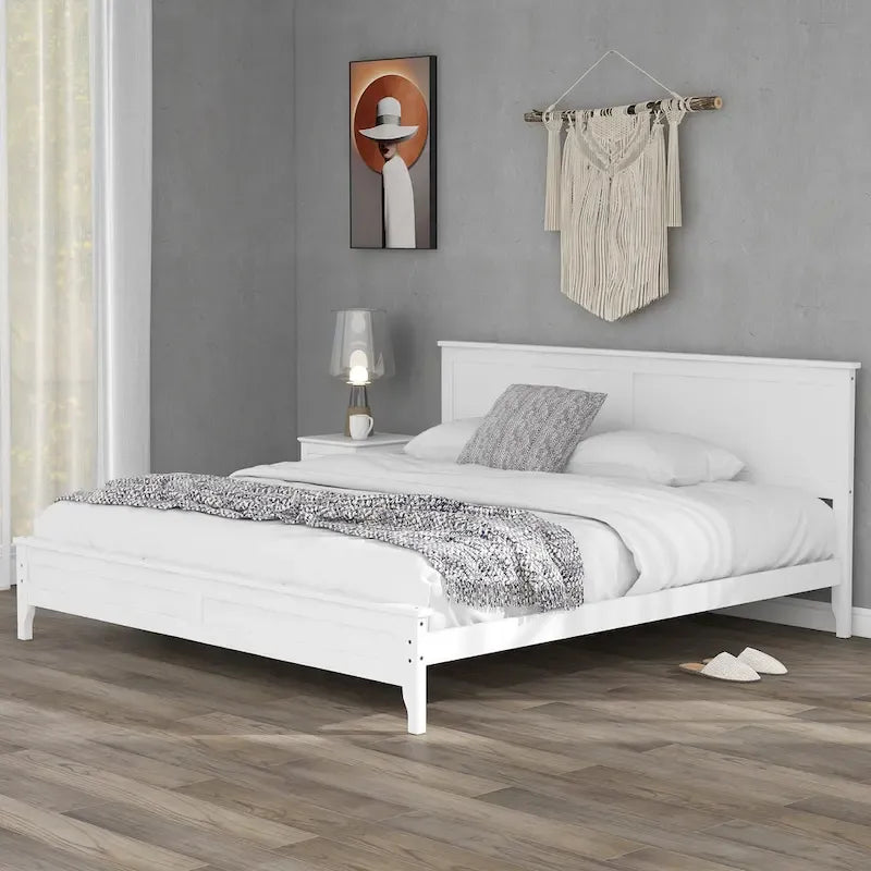 Lit plate-forme moderne en bois massif