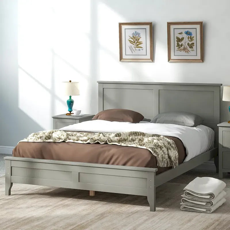 Lit plate-forme moderne en bois massif