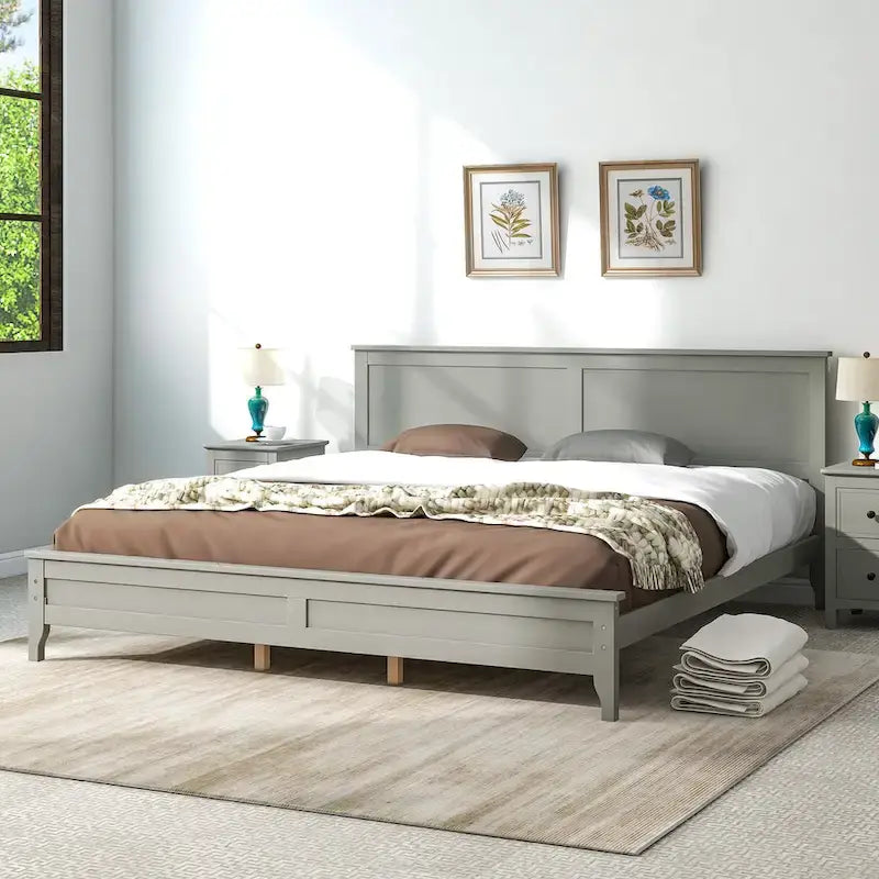 Lit plate-forme moderne en bois massif