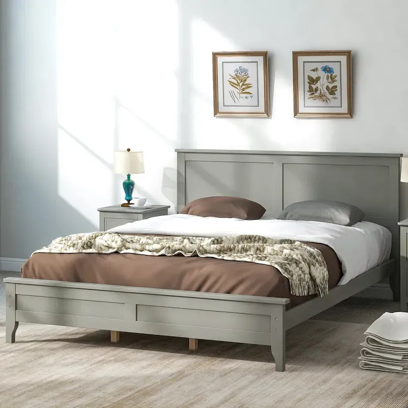 Lit plate-forme moderne en bois massif