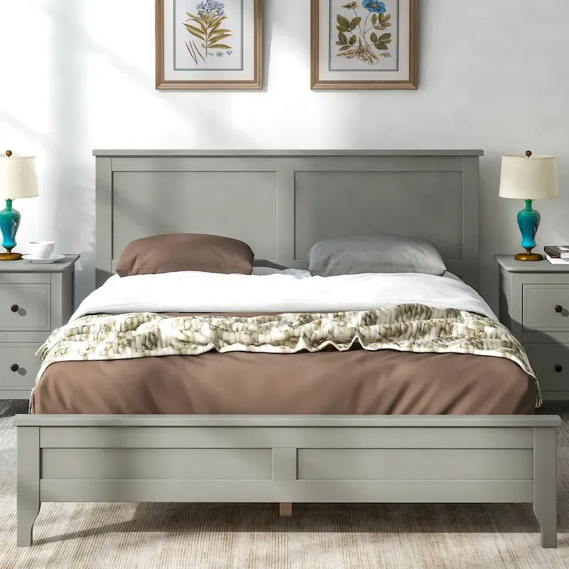 Lit plate-forme moderne en bois massif