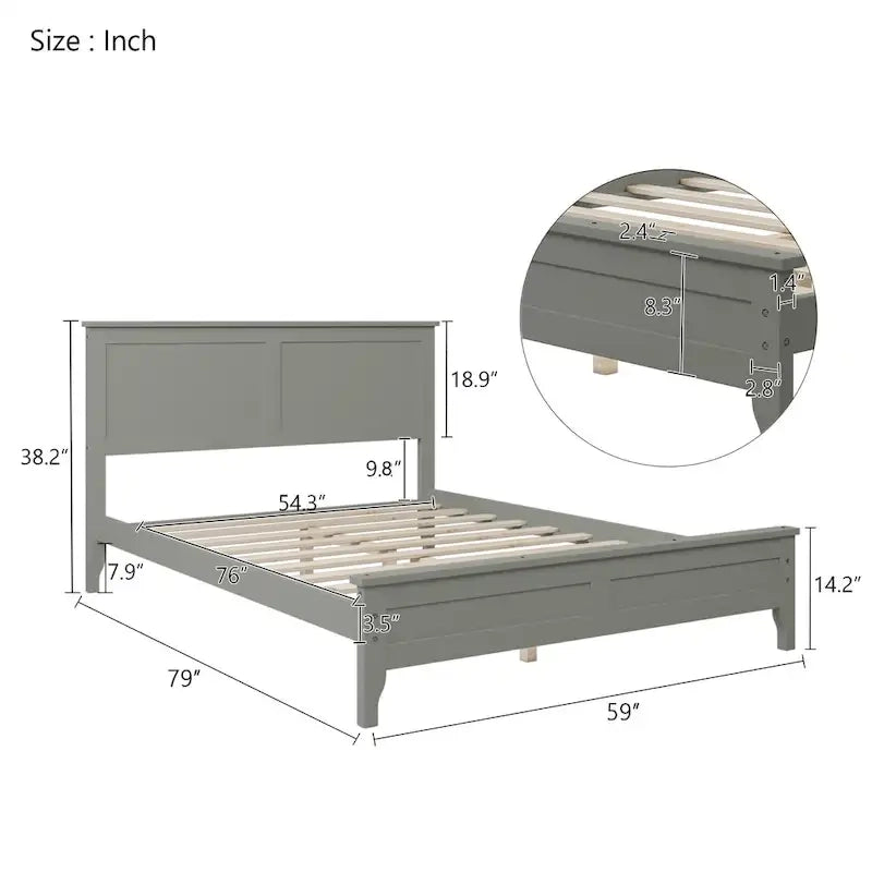 Lit plate-forme moderne en bois massif