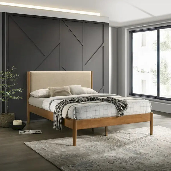  Vichy Platform Bed, Light Walnut, Queen