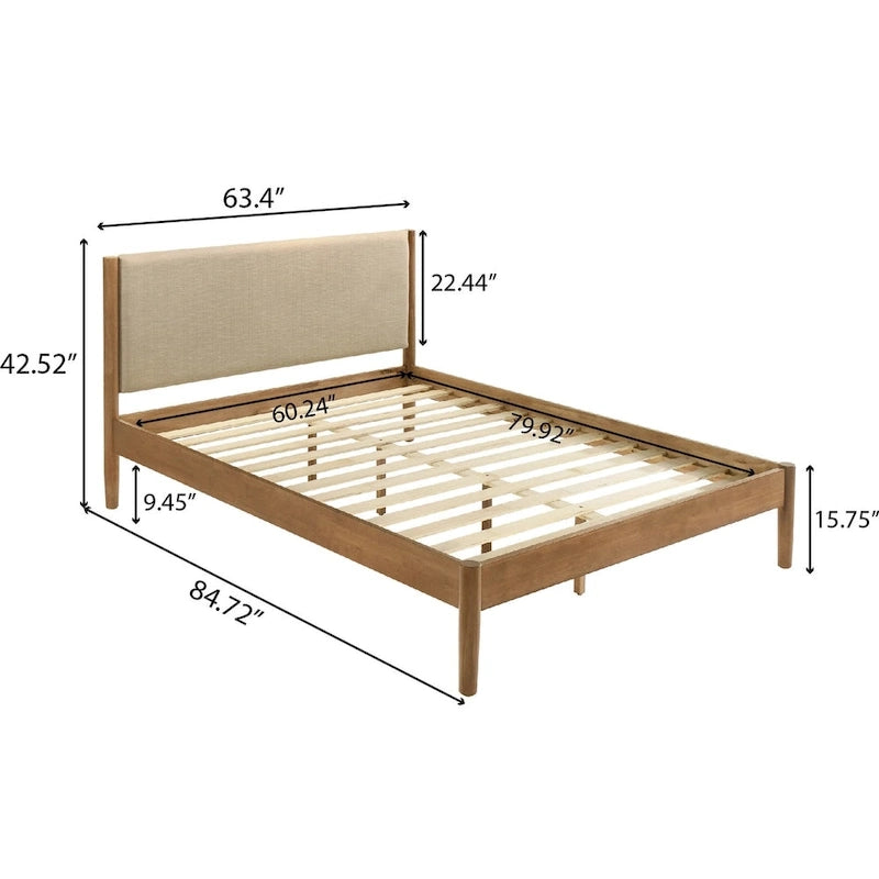 Lit plateforme, noyer clair, Queen