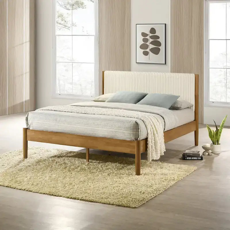 Lit plateforme, noyer clair, Queen