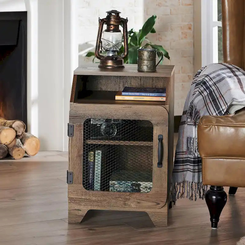 Table d'appoint à 3 étagères en chêne rustique de 40 cm