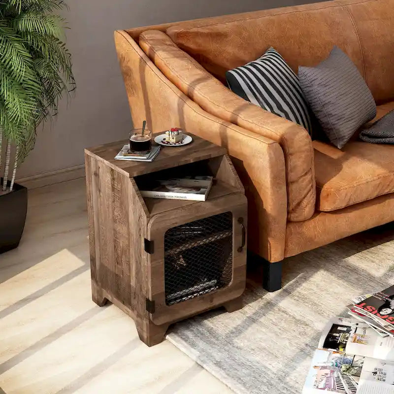 Table d'appoint à 3 étagères en chêne rustique de 40 cm