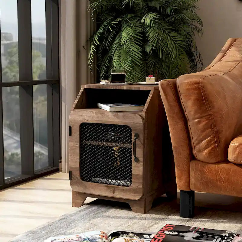 Table d'appoint à 3 étagères en chêne rustique de 40 cm