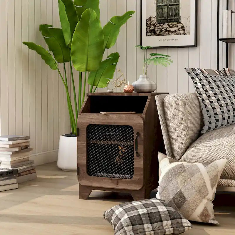 Table d'appoint à 3 étagères en chêne rustique de 40 cm