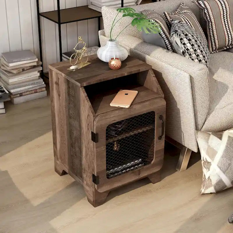 Table d'appoint à 3 étagères en chêne rustique de 40 cm