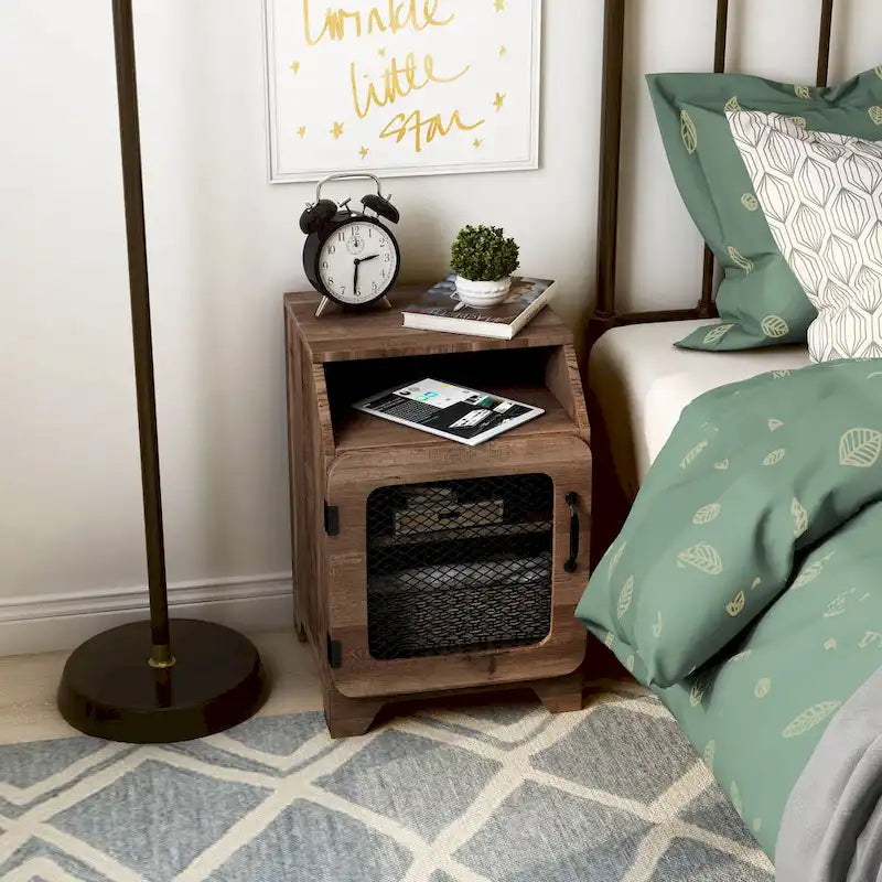 Table d'appoint à 3 étagères en chêne rustique de 40 cm