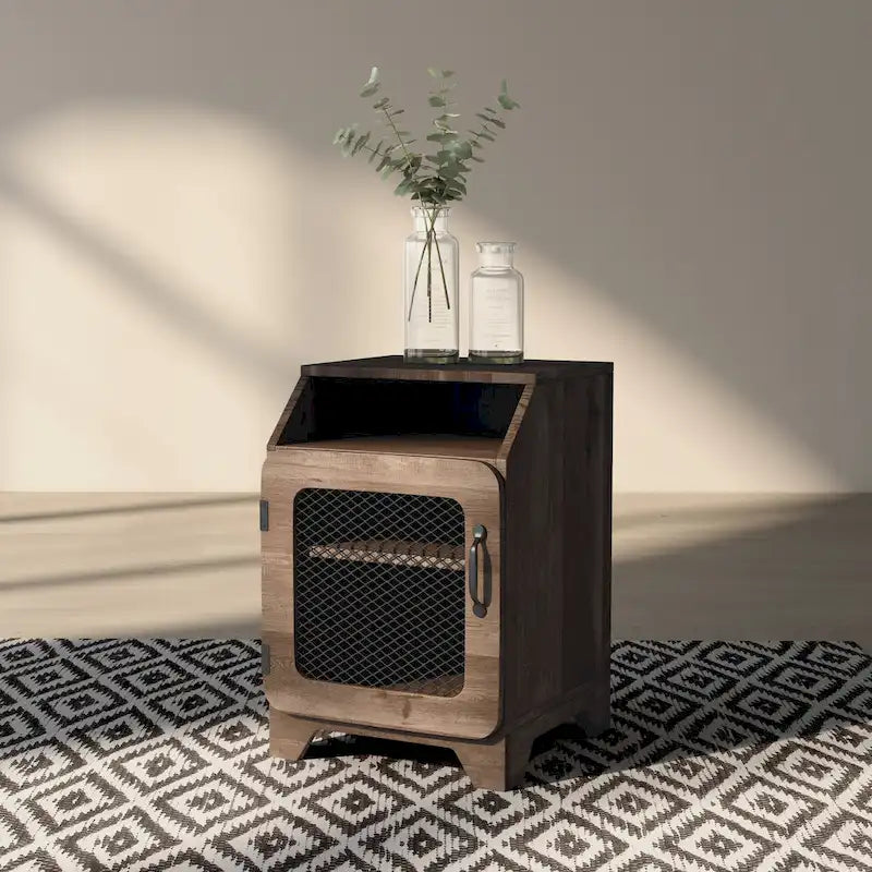 Table d'appoint à 3 étagères en chêne rustique de 40 cm