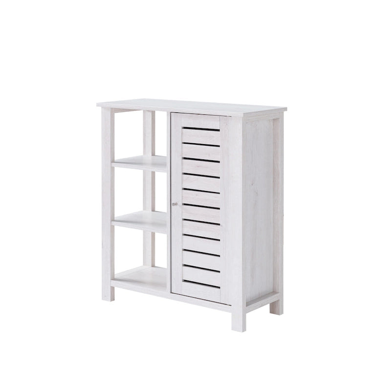 Meuble de Rangement Chêne Blanc Style Ferme avec 3 Étagères Ouvertes