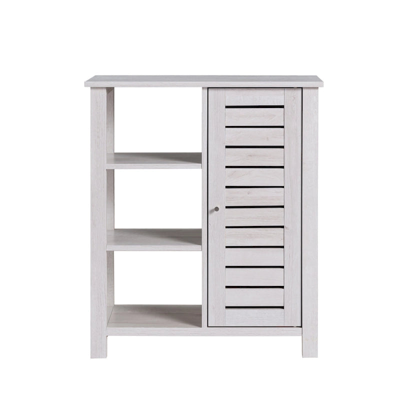 Meuble de Rangement Chêne Blanc Style Ferme avec 3 Étagères Ouvertes