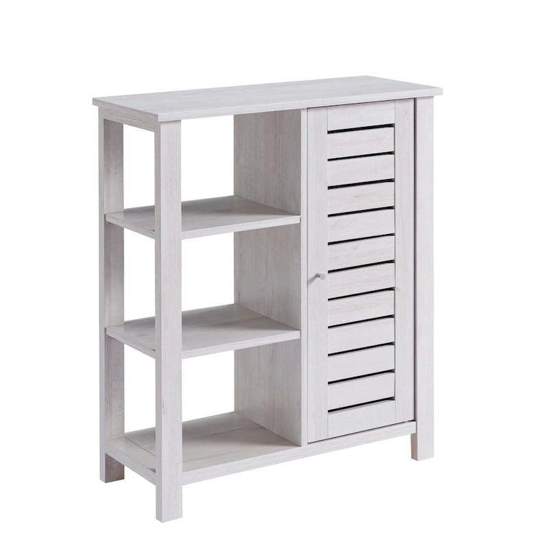 Meuble de Rangement Chêne Blanc Style Ferme avec 3 Étagères Ouvertes