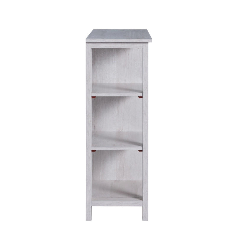 Meuble de Rangement Chêne Blanc Style Ferme avec 3 Étagères Ouvertes