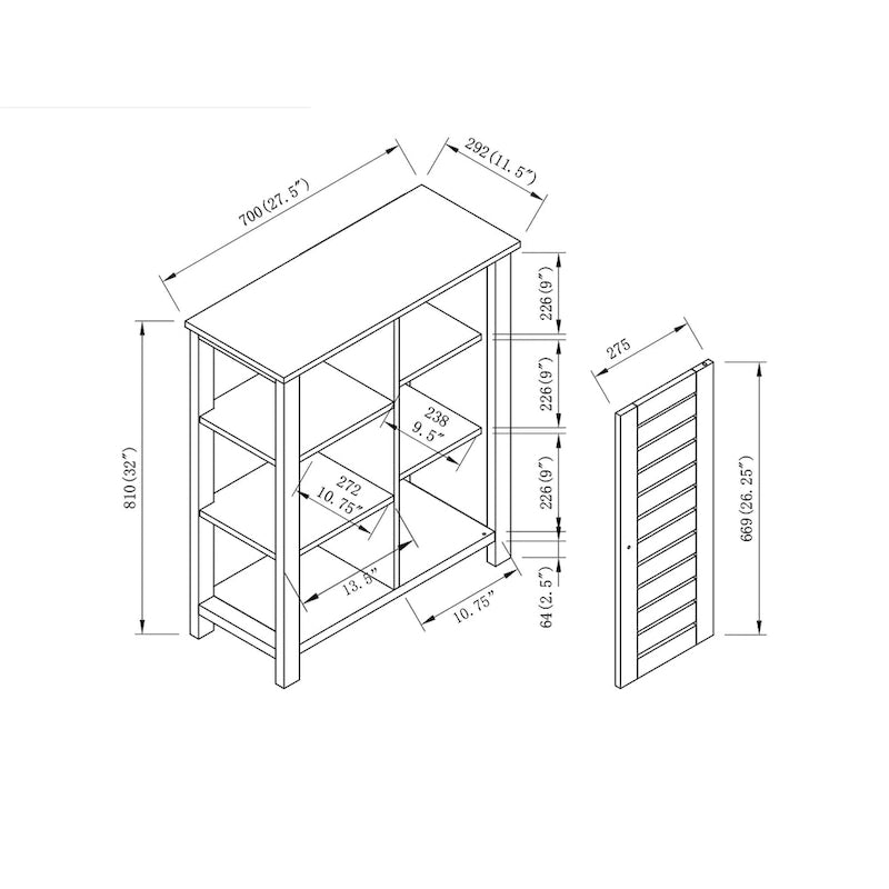 Meuble de Rangement Chêne Blanc Style Ferme avec 3 Étagères Ouvertes
