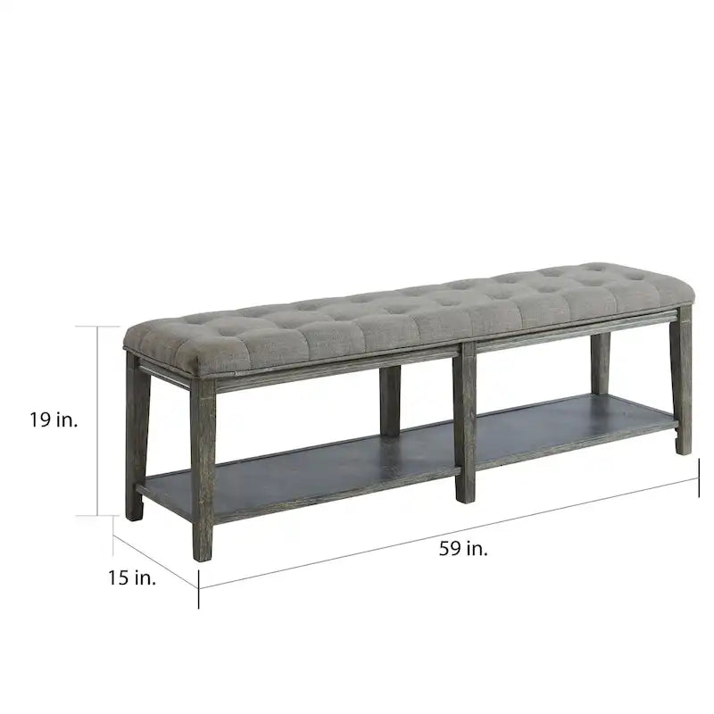 Banc d'entrée rustique en lin capitonné avec rangement