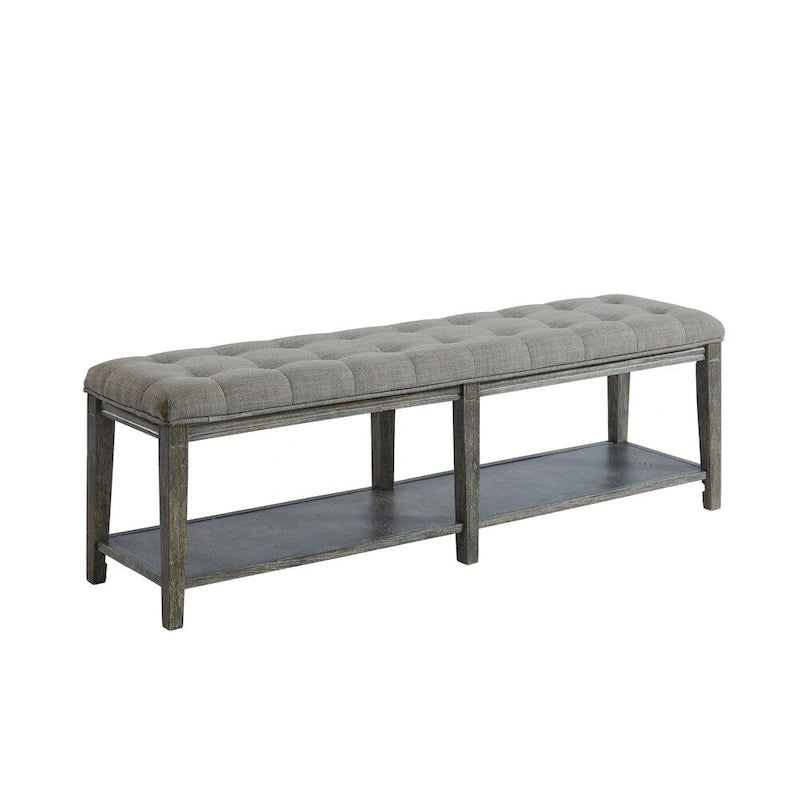 Banc d'entrée rustique en lin capitonné avec rangement